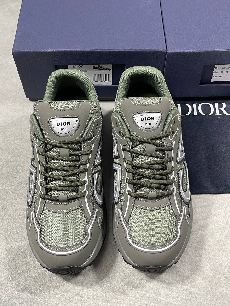 Dior B30 Microfiber Mesh Olive Men's Sneakers Reps UK Best Quality AAA Replica