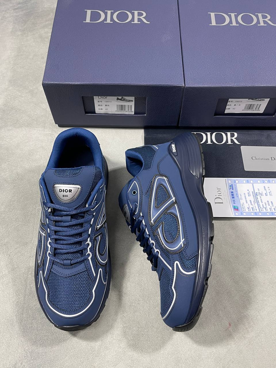 Dior B30 Technical Fabric Deep Blue Mesh Sneakers Men's Reps Sale UK Best Quality AAA Replica