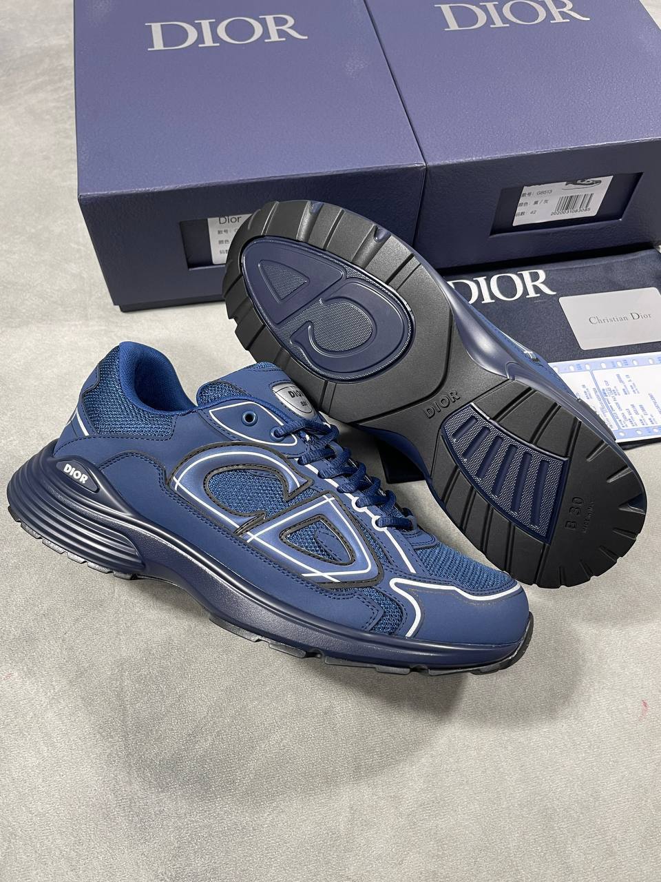 Dior B30 Technical Fabric Deep Blue Mesh Sneakers Men's Reps Sale UK Best Quality AAA Replica