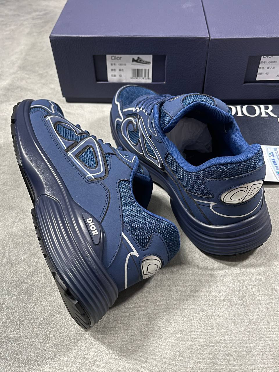Dior B30 Technical Fabric Deep Blue Mesh Sneakers Men's Reps Sale UK Best Quality AAA Replica