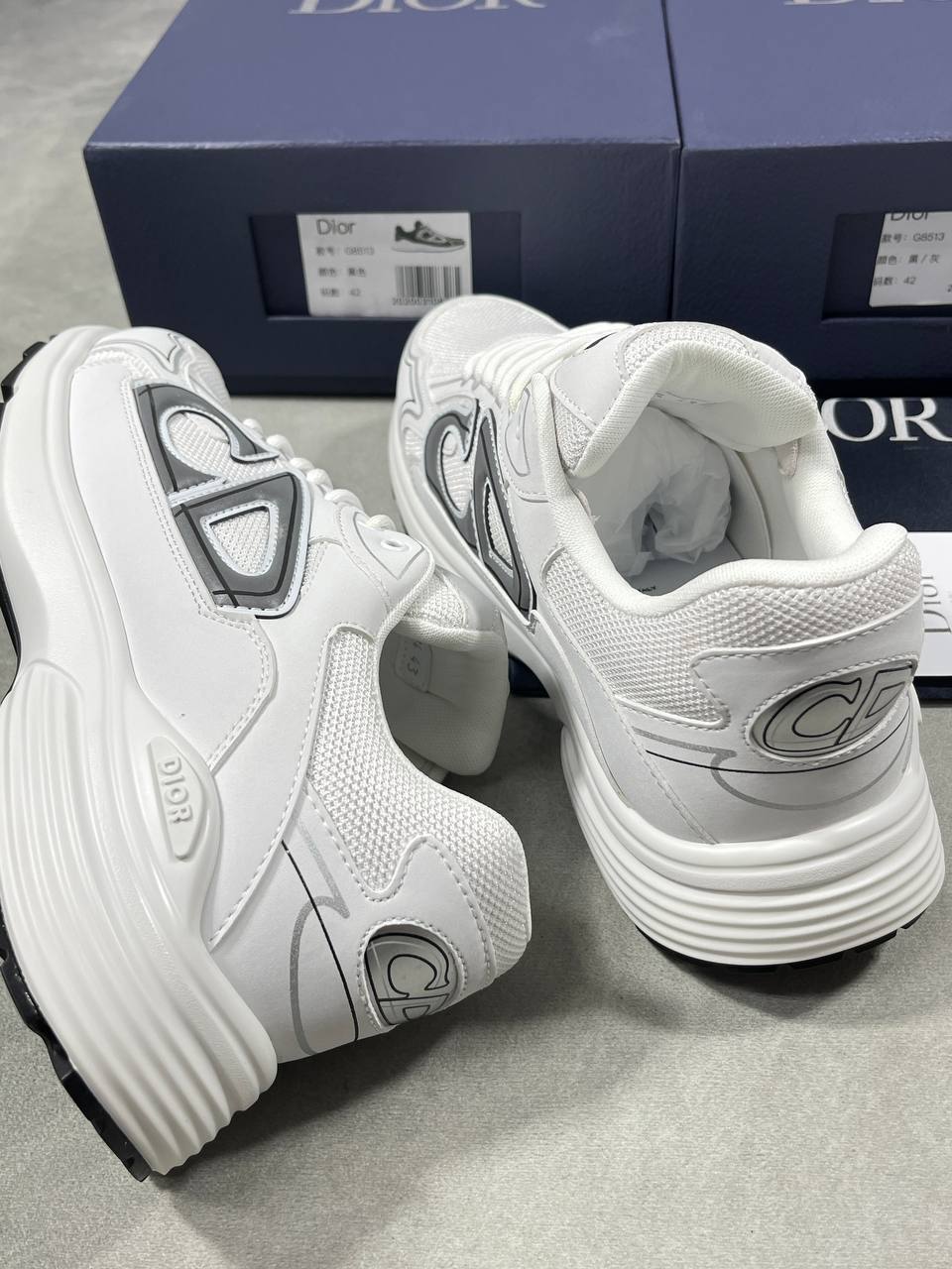 Christian Dior B30 Low-Top Men's Sneakers White Technical Mesh Reflective Gray Reps UK Best Quality AAA Replica