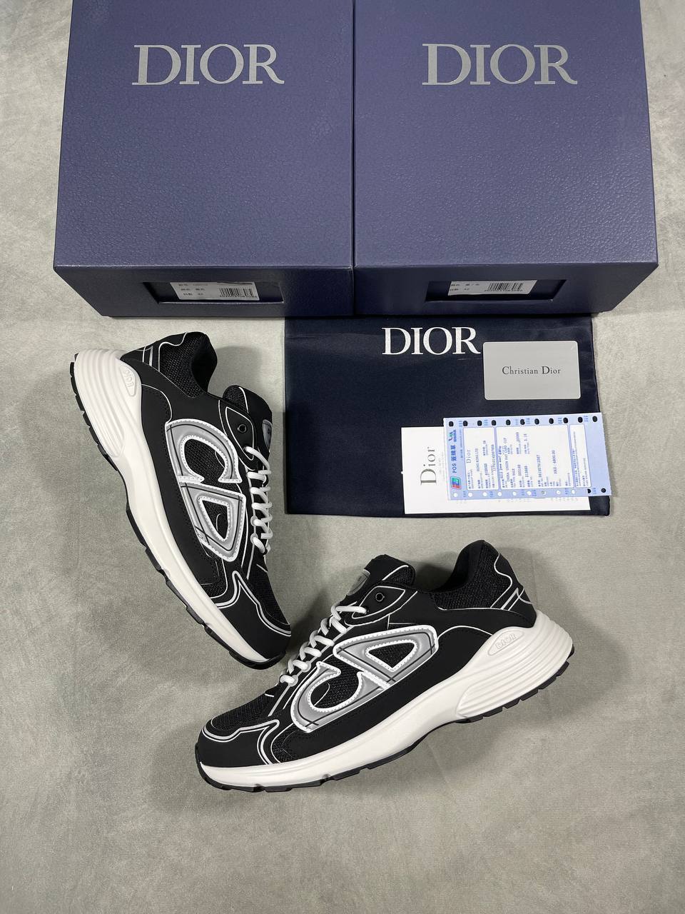 Dior B30 Microfiber Mesh Black/White Men's Sneakers Reps UK Best Quality AAA Replica
