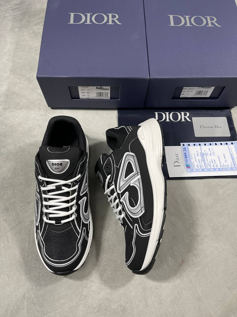 Dior B30 Microfiber Mesh Black/White Men's Sneakers Reps UK Best Quality AAA Replica