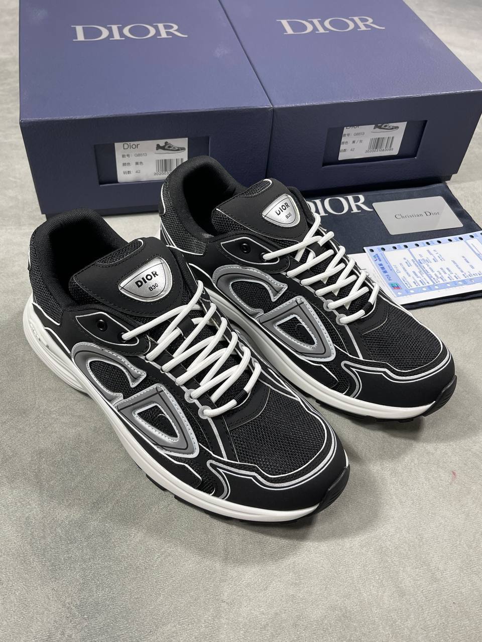 Dior B30 Microfiber Mesh Black/White Men's Sneakers Reps UK Best Quality AAA Replica