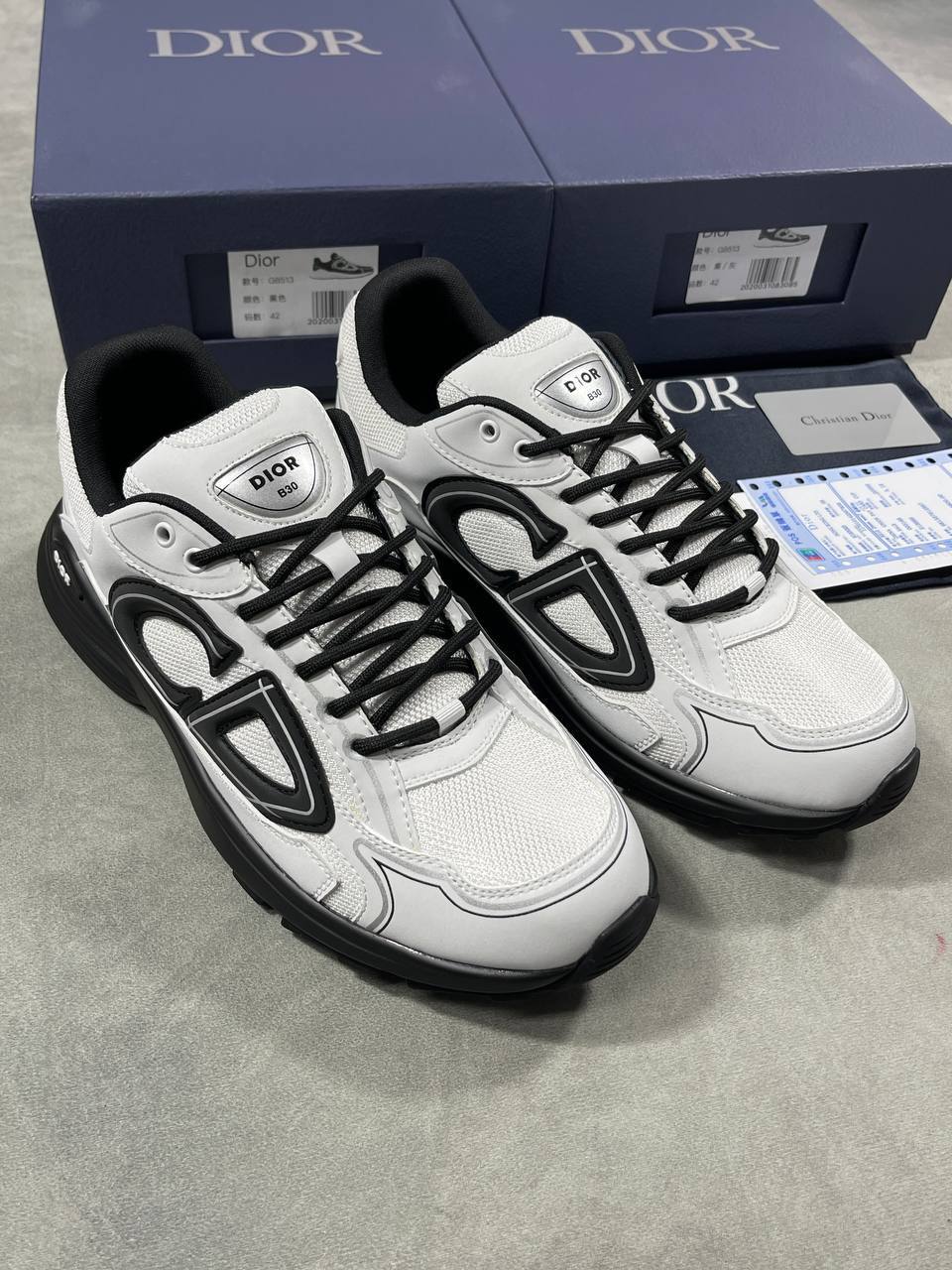 Dior B30 Reflective 'White Black' Men's Sneakers Reps UK Best Quality AAA Replica