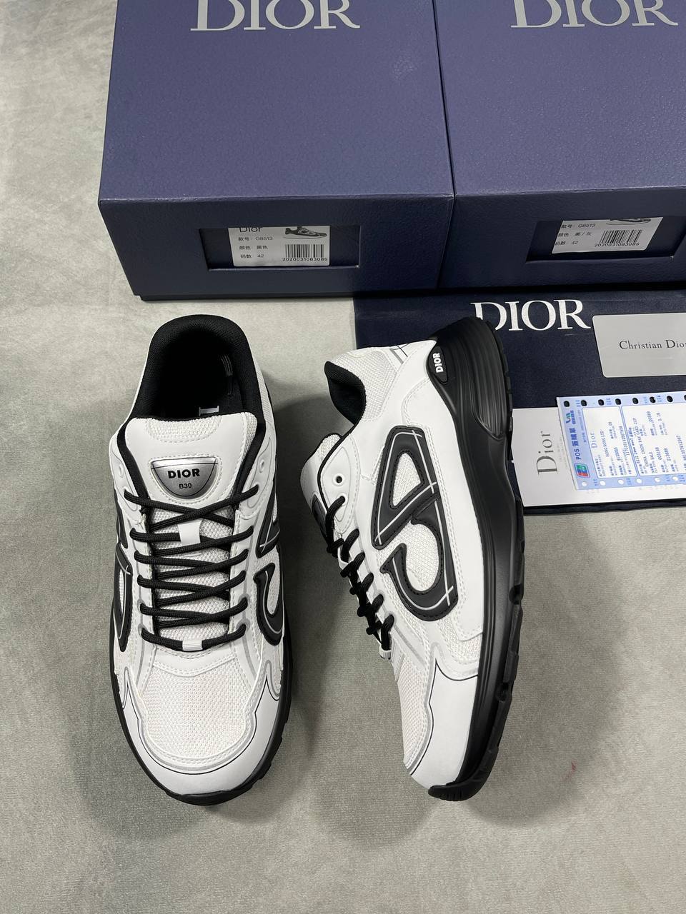 Dior B30 Reflective 'White Black' Men's Sneakers Reps UK Best Quality AAA Replica