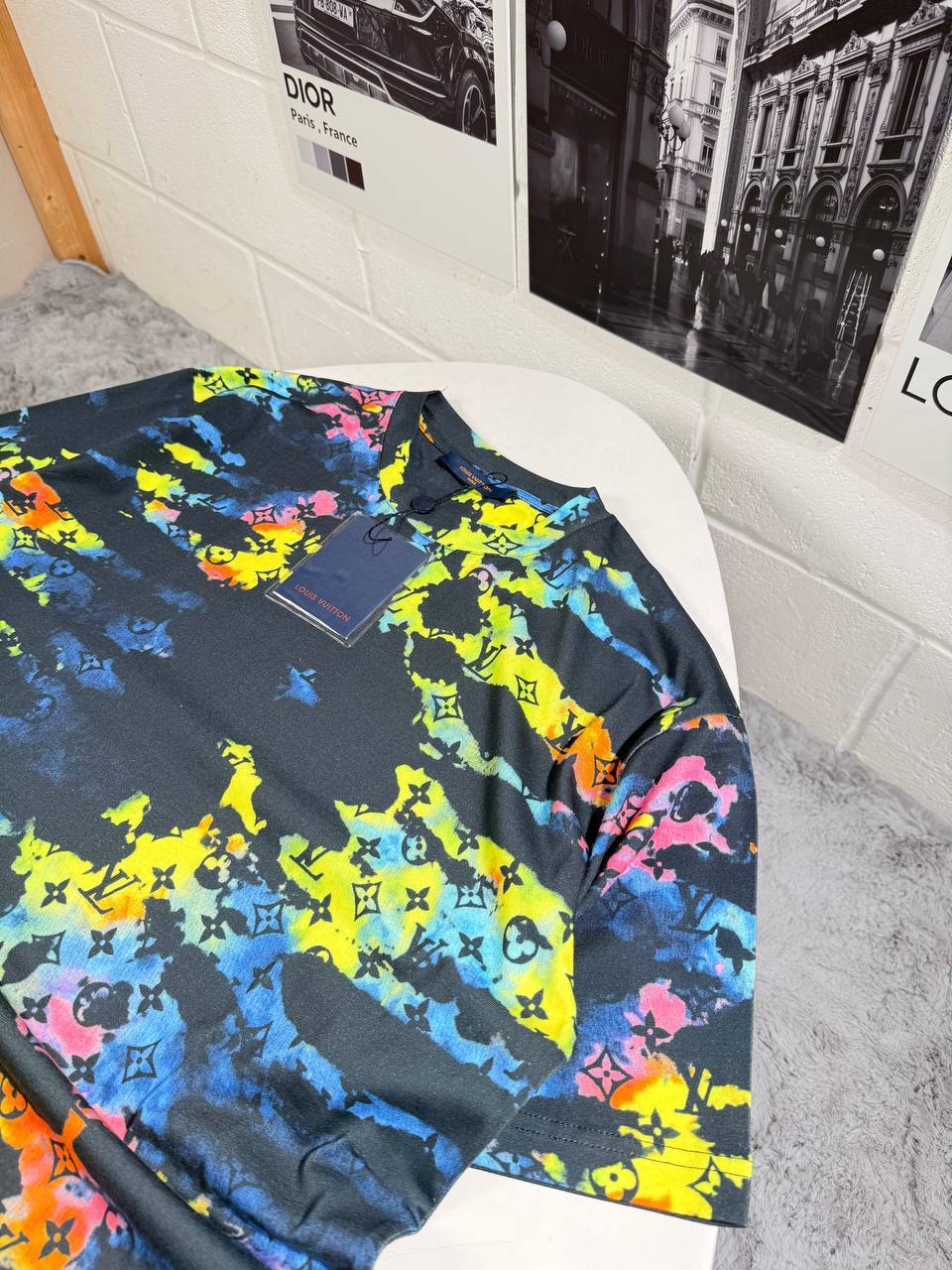 Louis Vuitton Monogram Tie & Dye All-Over Monogram Pattern Printed Men's Women's T-Shirts Reps UK Best Quality AAA Replica
