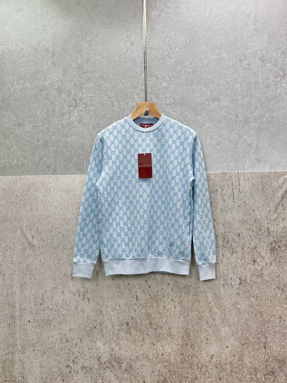 Gucci Logo Full Print Jacquard Wool Round Neck Men's Women's Jumper in Different Colors Reps UK Best Quality AAA Replica