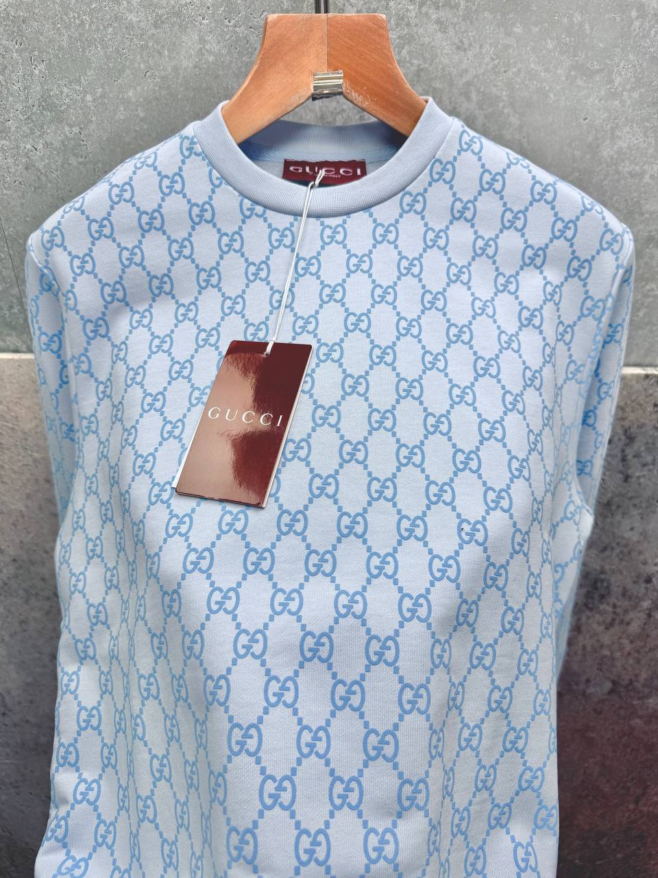 Gucci Logo Full Print Jacquard Wool Round Neck Men's Women's Jumper in Different Colors Reps UK Best Quality AAA Replica