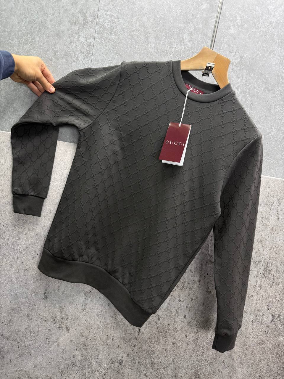 Gucci Logo Full Print Jacquard Wool Round Neck Men's Women's Jumper in Different Colors Reps UK Best Quality AAA Replica