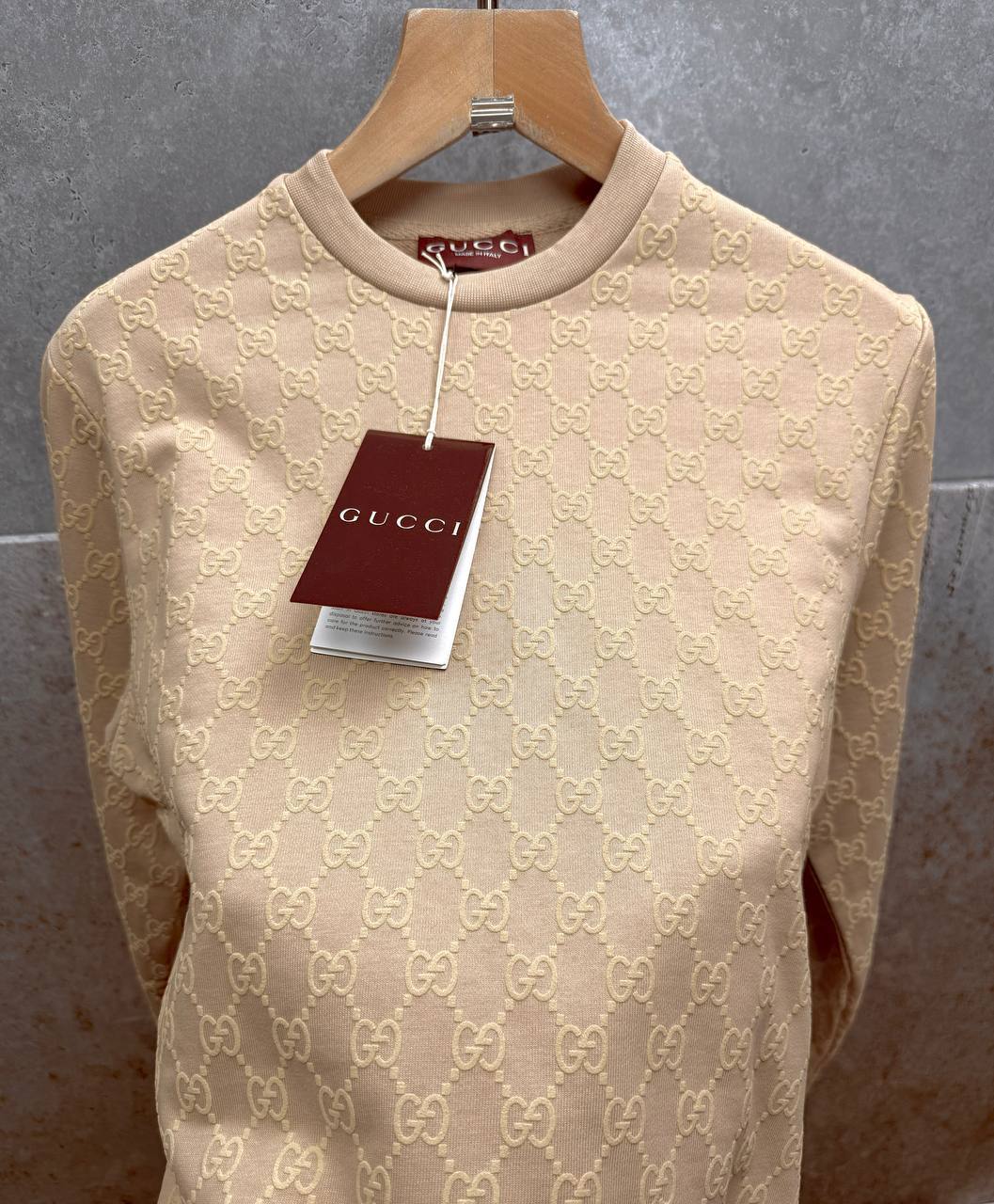 Gucci Logo Full Print Jacquard Wool Round Neck Men's Women's Jumper in Different Colors Reps UK Best Quality AAA Replica