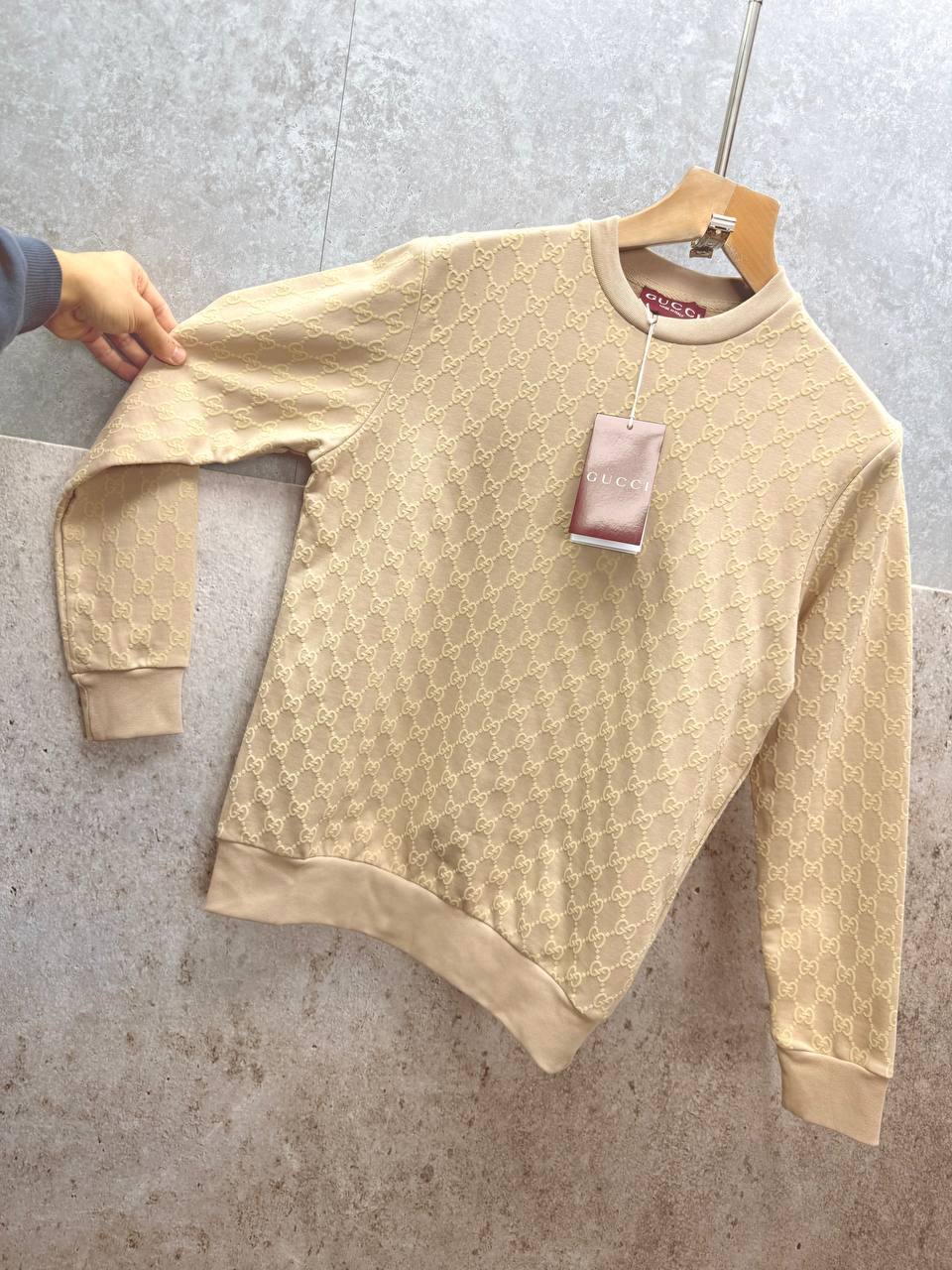 Gucci Logo Full Print Jacquard Wool Round Neck Men's Women's Jumper in Different Colors Reps UK Best Quality AAA Replica