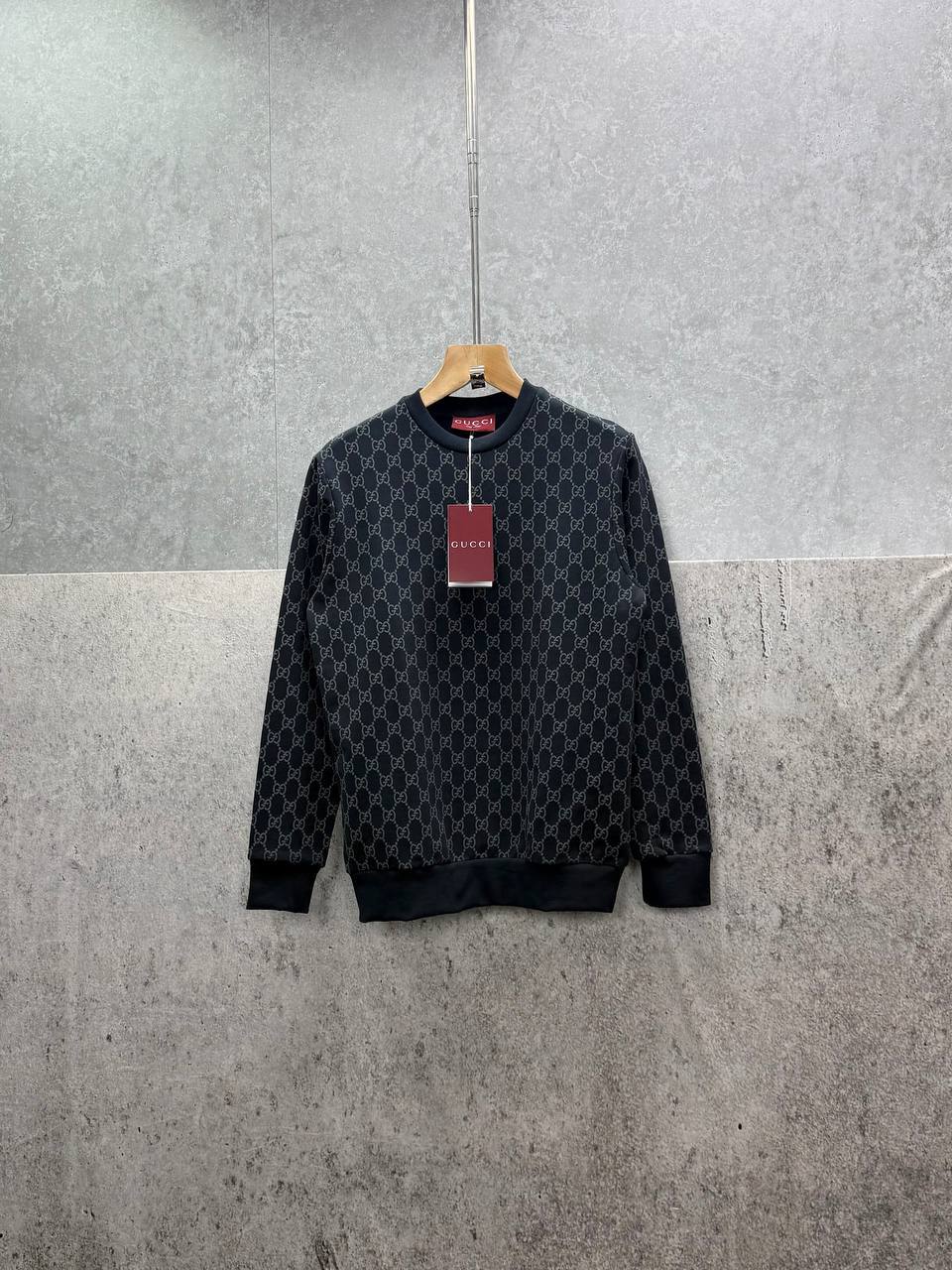 Gucci Logo Full Print Jacquard Wool Round Neck Men's Women's Jumper in Different Colors Reps UK Best Quality AAA Replica