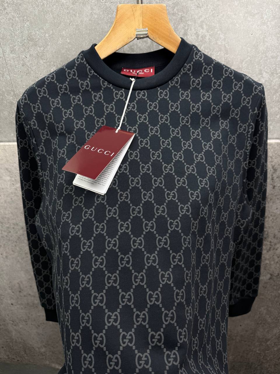 Gucci Logo Full Print Jacquard Wool Round Neck Men's Women's Jumper in Different Colors Reps UK Best Quality AAA Replica