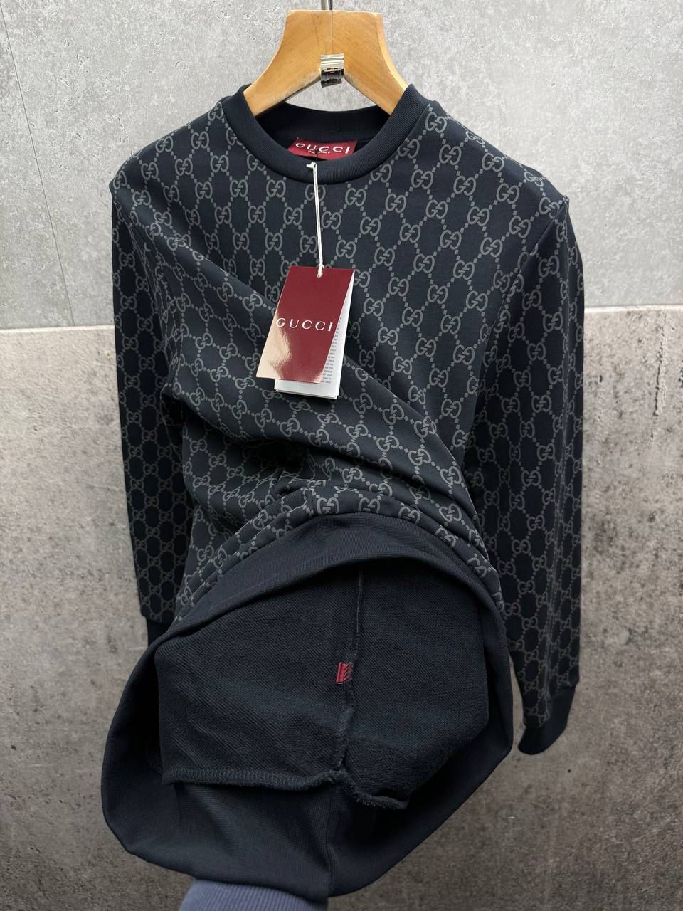 Gucci Logo Full Print Jacquard Wool Round Neck Men's Women's Jumper in Different Colors Reps UK Best Quality AAA Replica