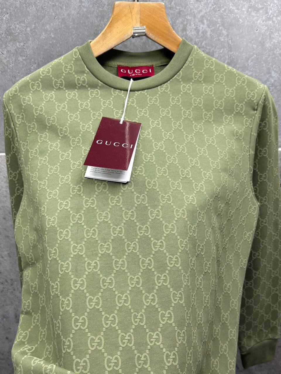 Gucci Logo Full Print Jacquard Wool Round Neck Men's Women's Jumper in Different Colors Reps UK Best Quality AAA Replica