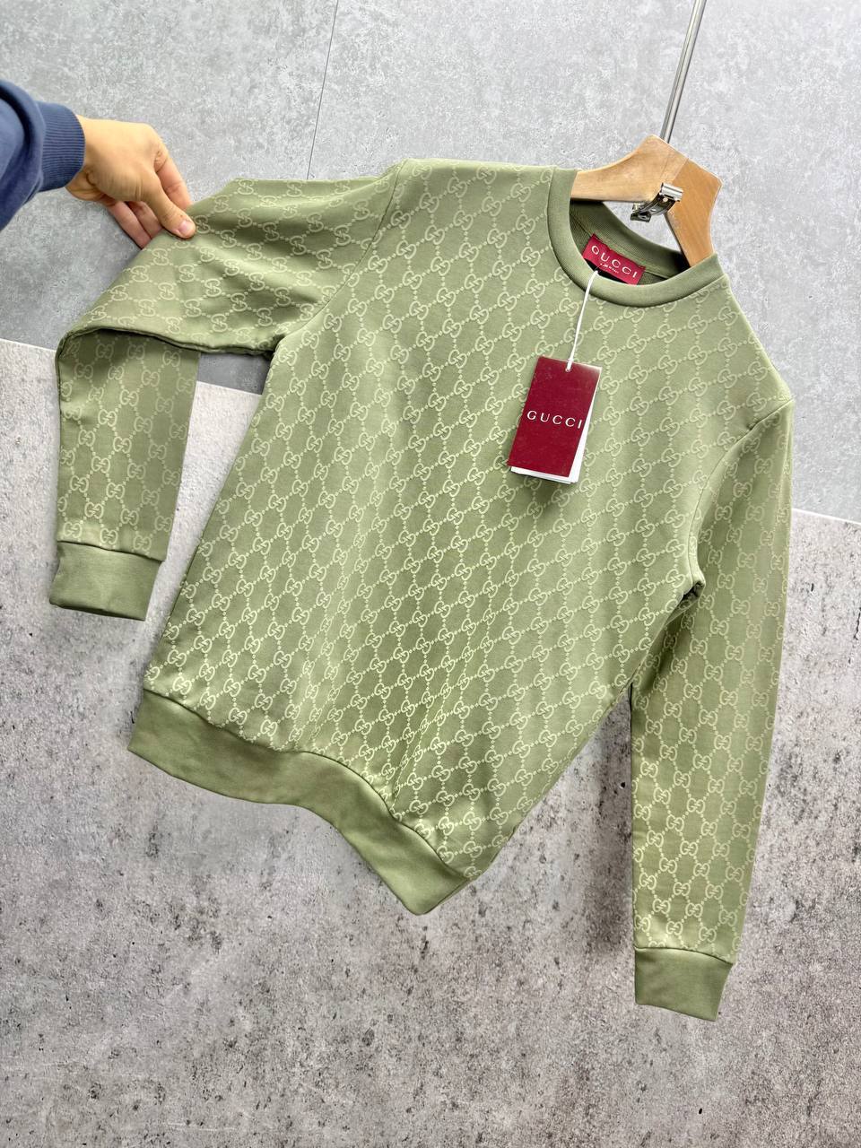 Gucci Logo Full Print Jacquard Wool Round Neck Men's Women's Jumper in Different Colors Reps UK Best Quality AAA Replica