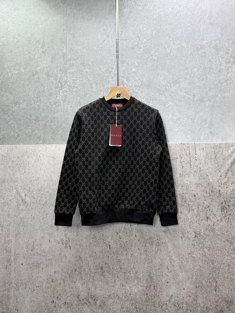 Gucci Logo Full Print Jacquard Wool Round Neck Men's Women's Jumper in Different Colors Reps UK Best Quality AAA Replica
