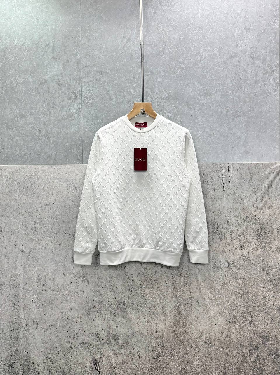 Gucci Logo Full Print Jacquard Wool Round Neck Men's Women's Jumper in Different Colors Reps UK Best Quality AAA Replica