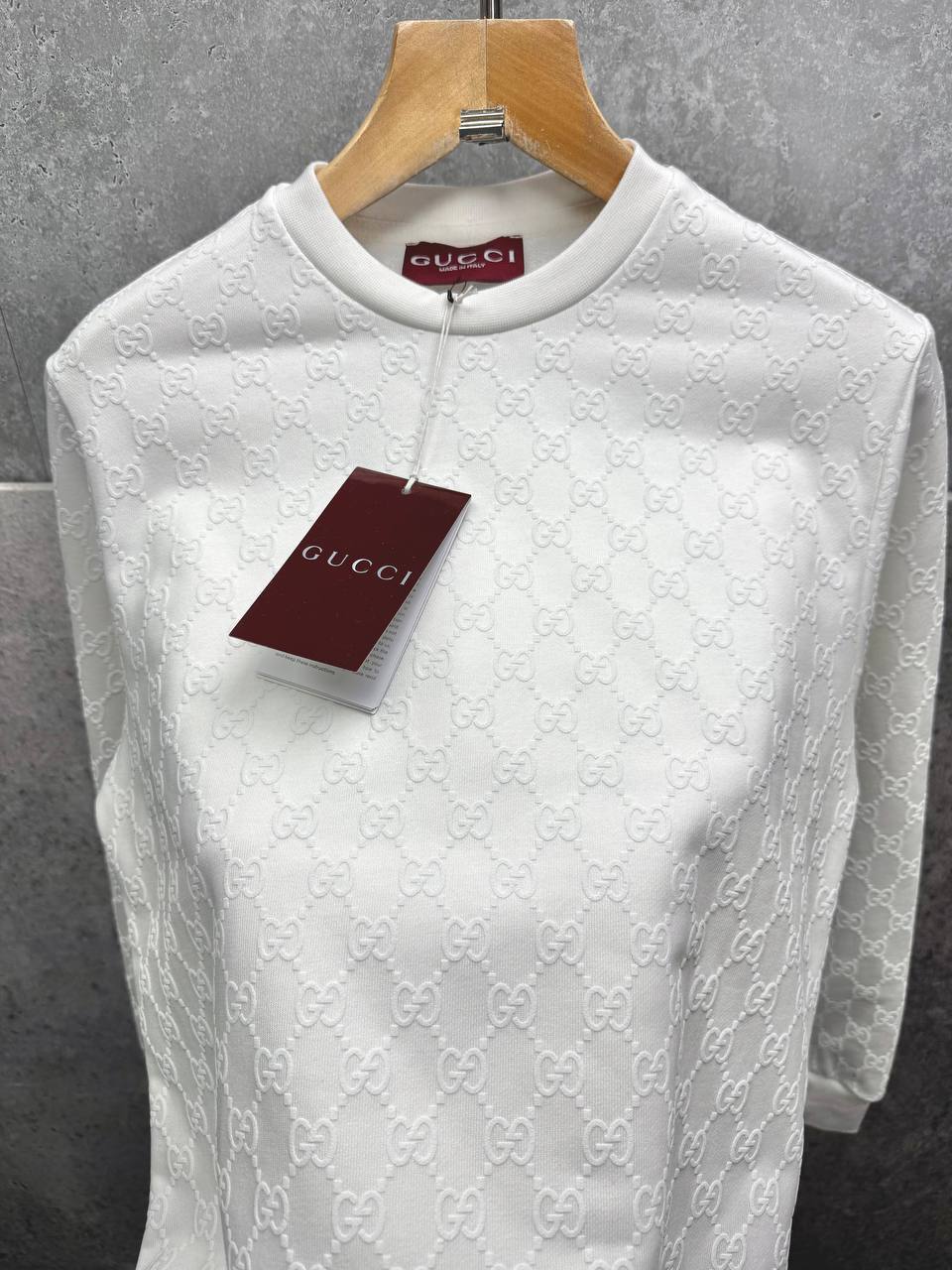 Gucci Logo Full Print Jacquard Wool Round Neck Men's Women's Jumper in Different Colors Reps UK Best Quality AAA Replica