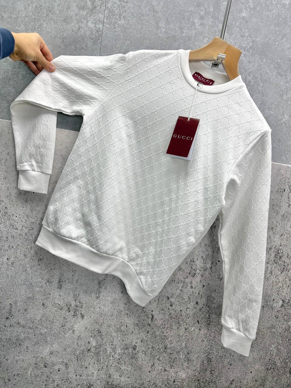 Gucci Logo Full Print Jacquard Wool Round Neck Men's Women's Jumper in Different Colors Reps UK Best Quality AAA Replica