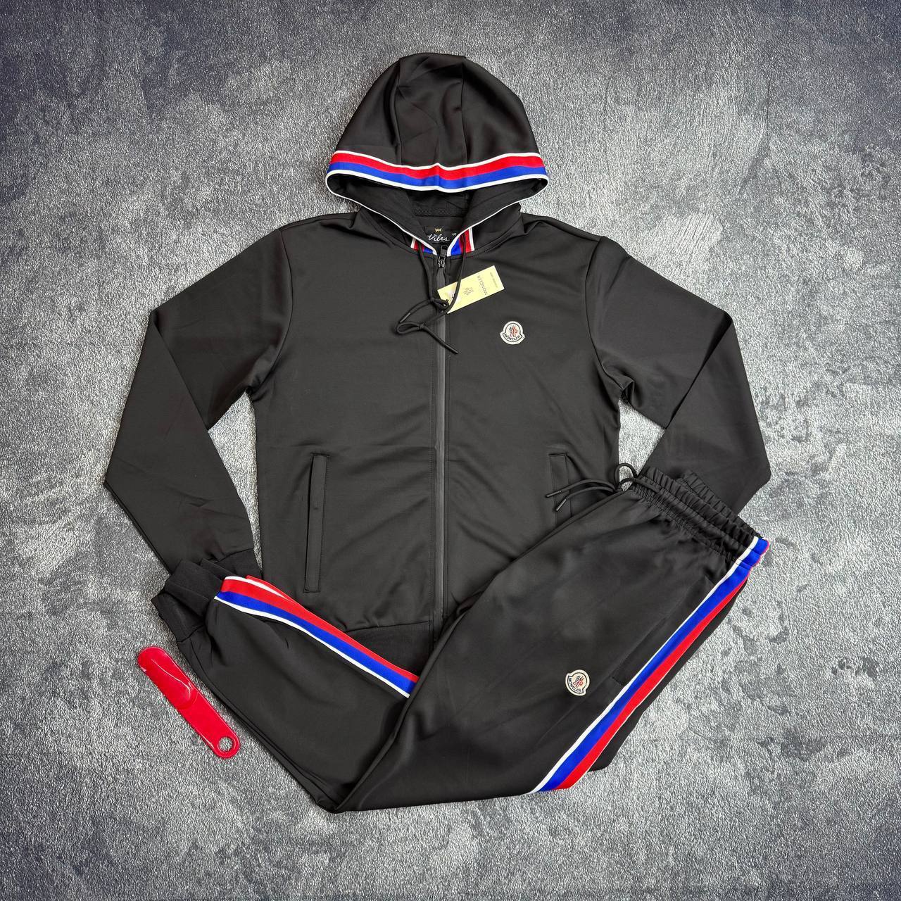 Moncler Zip-Up Tracksuit with Tricolor Stripes in Different Colors Men's Reps Sale UK Best Quality AAA Replica