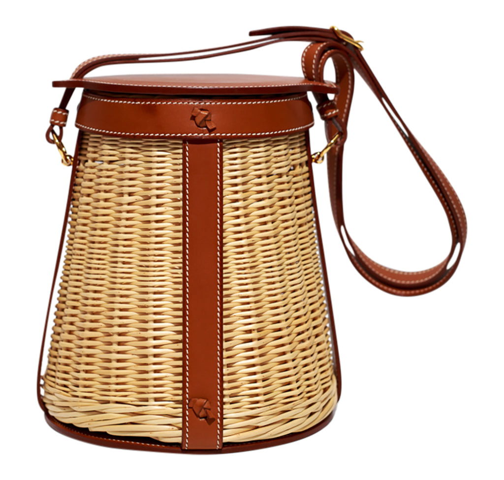 Hermès Osier Ratan Wicker Barenia Picnic Basket Crowned Bag