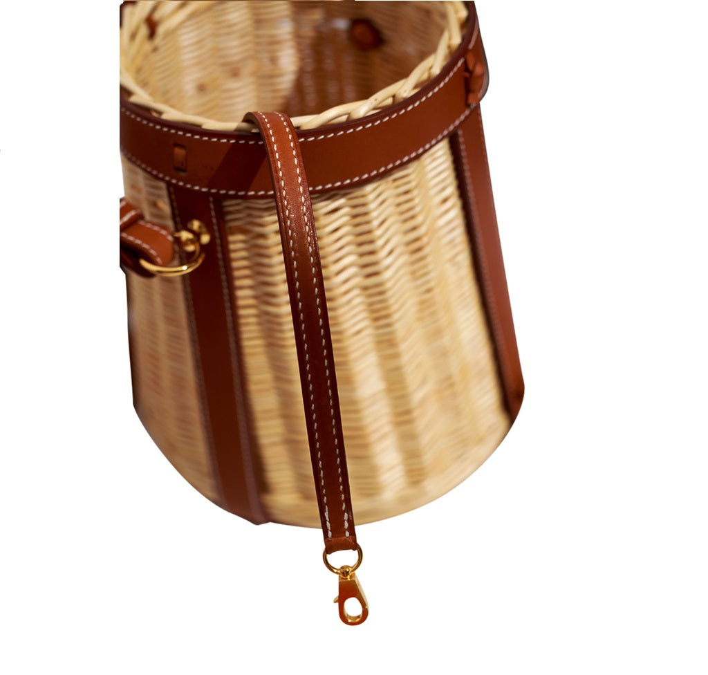 Hermès Osier Ratan Wicker Barenia Picnic Basket Crowned Bag