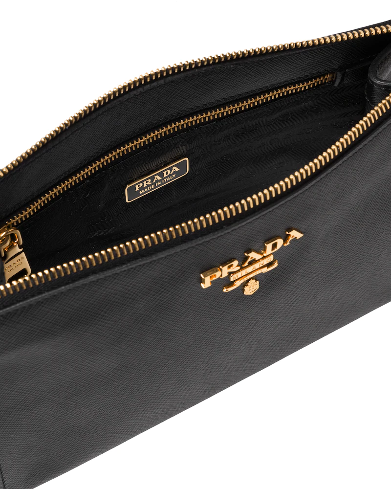 Saffiano Leather Clutch with Metal Logo