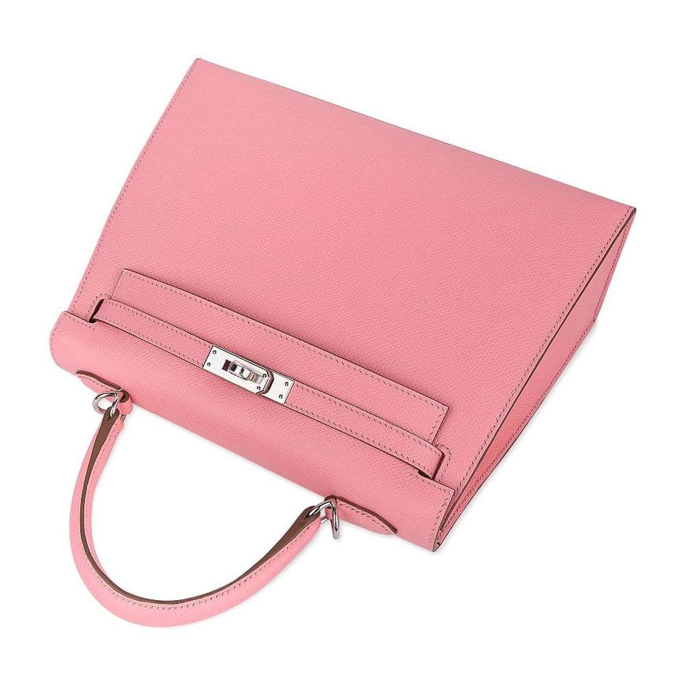 Hermès Kelly Sellier 25 Pink Rose Confetti Epsom PHW Bag Crowned Bag