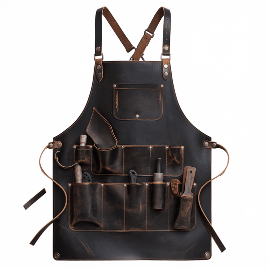 Stormhide Premium Crazy Horse Leather Blacksmith Apron – Heavy Duty - Crowned Bag