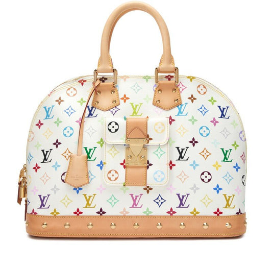 Takashi Murakami White Multicolor Monogram Coated Canvas Alma GM Bag Gold Hardware, 2013 - Crowned Bag