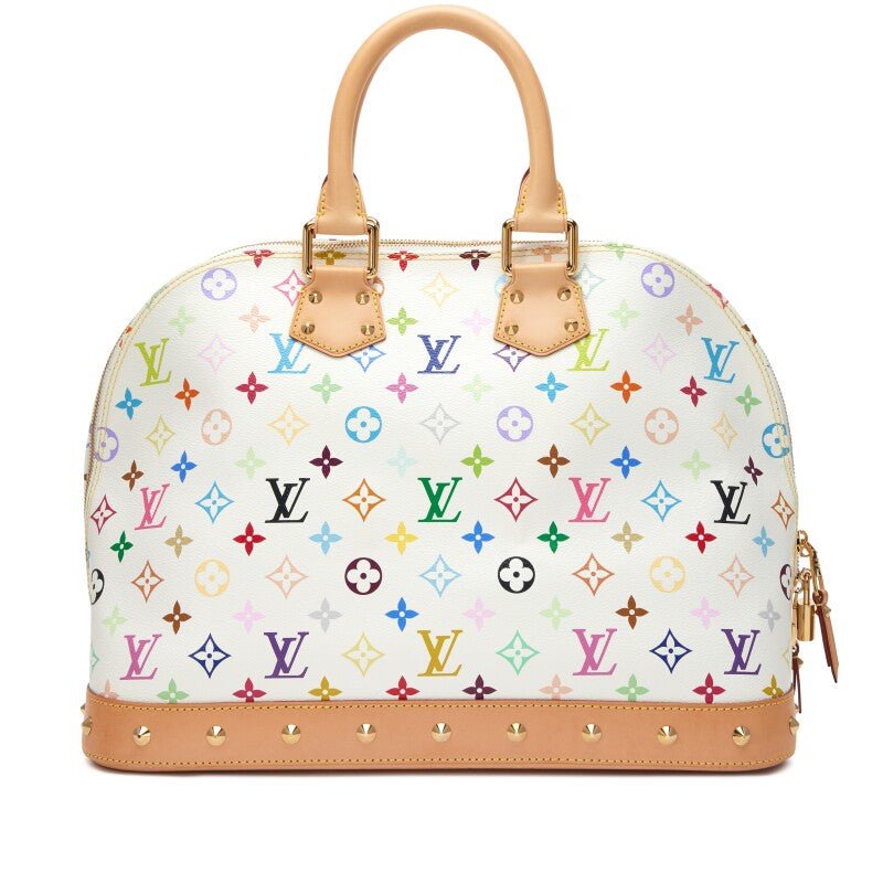 Takashi Murakami White Multicolor Monogram Coated Canvas Alma GM Bag Gold Hardware, 2013 - Crowned Bag