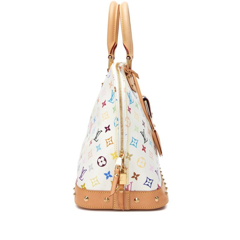 Takashi Murakami White Multicolor Monogram Coated Canvas Alma GM Bag Gold Hardware, 2013 - Crowned Bag