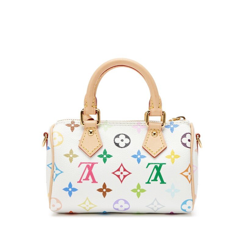 Takashi Murakami White Multicolore Monogram Coated Canvas Nano Speedy Gold Hardware, 2025 - Crowned Bag