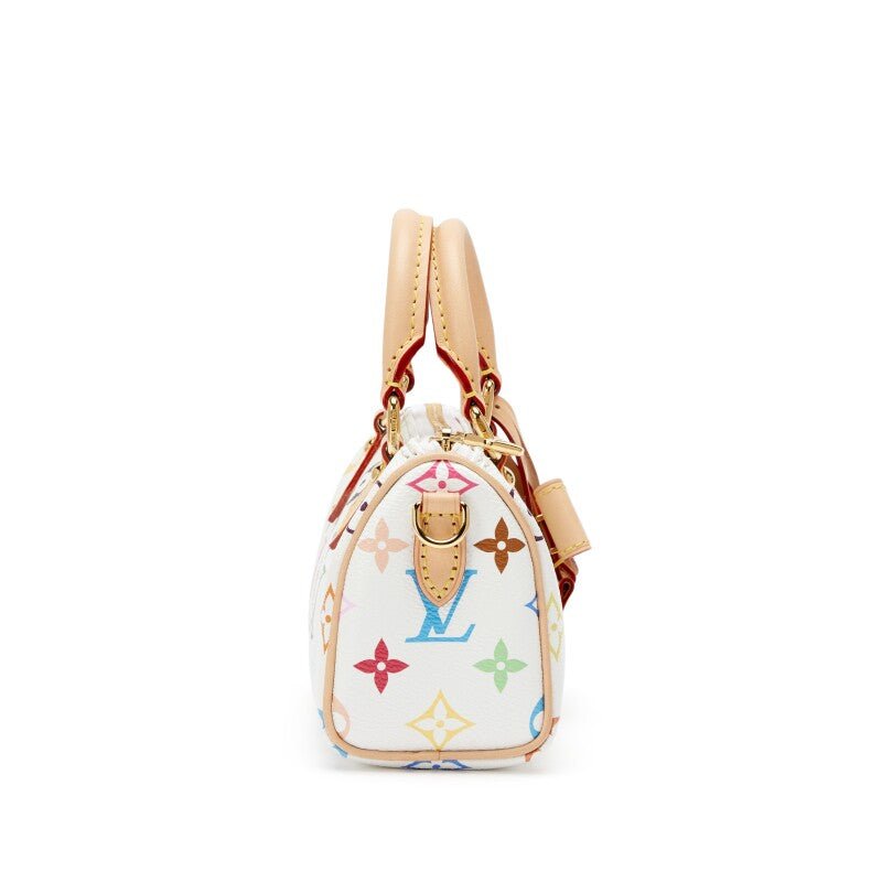 Takashi Murakami White Multicolore Monogram Coated Canvas Nano Speedy Gold Hardware, 2025 - Crowned Bag
