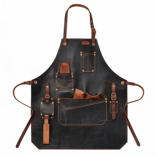 Tavern Royale Crazy Horse Leather Bar Apron – Durable & Sophisticated - Crowned Bag