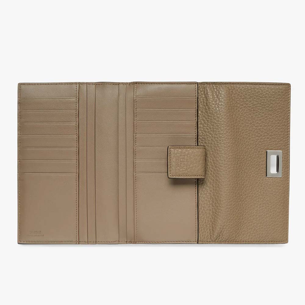 TRIFOLD Beige Leather Wallet - Crowned Bag