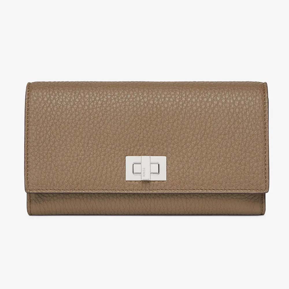 TRIFOLD Beige Leather Wallet - Crowned Bag