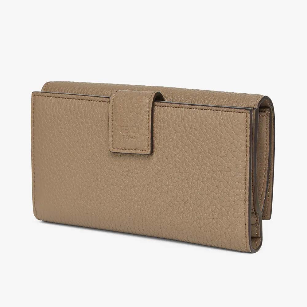TRIFOLD Beige Leather Wallet - Crowned Bag