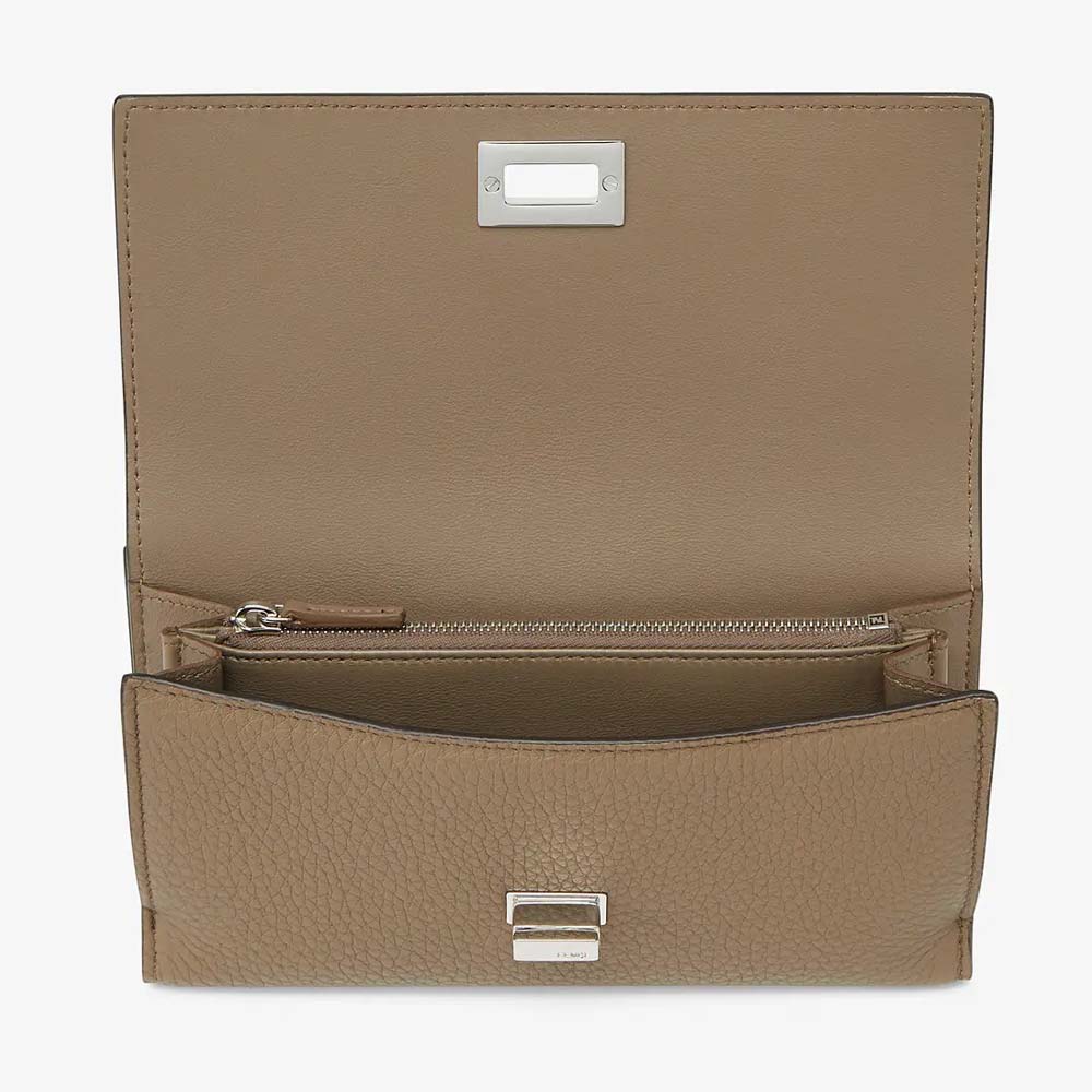 TRIFOLD Beige Leather Wallet - Crowned Bag