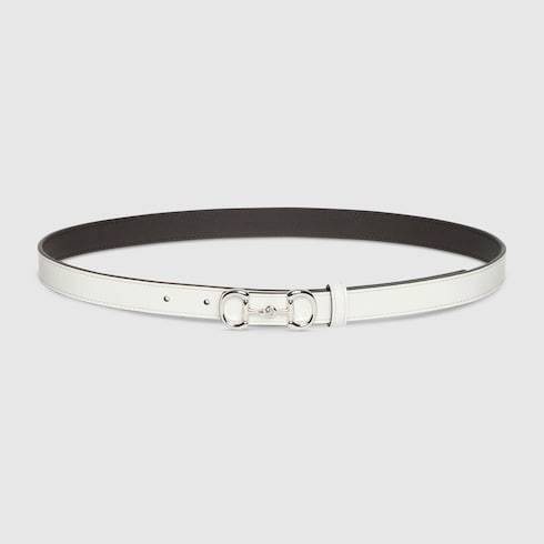 Thin belt with Horsebit buckle - white leather