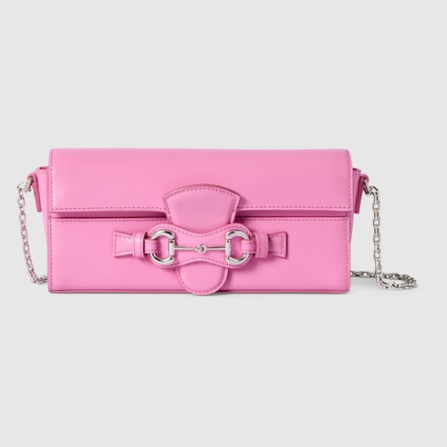 Wallet on chain with Horsebit - bright pink leather