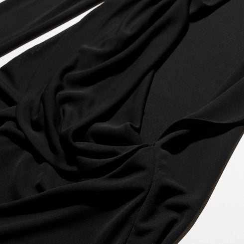 Viscose crêpe jersey dress with split - black