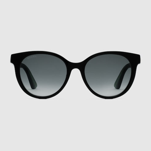 Round-frame sunglasses - black and green acetate