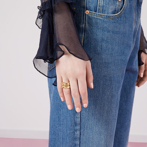 Gucci Link to Love 18k studded ring - 18k yellow gold