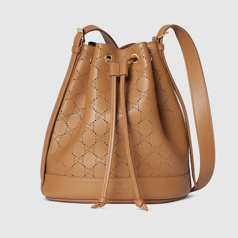 Gucci Venice small bucket bag - dark beige GG leather