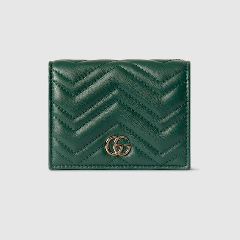 GG Marmont card case wallet - green leather
