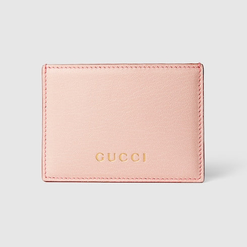 Card case with Gucci lettering - light pink leather