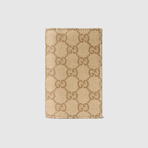 Gucci Essence Classic card case - sand and brown GG canvas